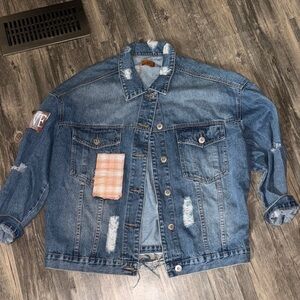 POL woman’s denim patchwork jacket - large